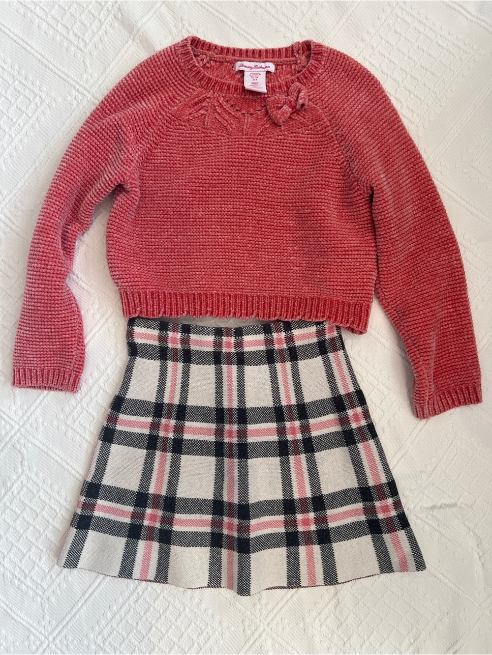 Tommy Bahama Coral Pink Chenille Sweater with Bow Detail